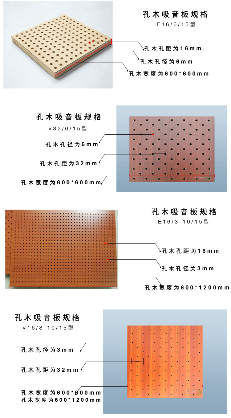 吸音板规格 孔木吸音板规格 吸音板规格(图2)